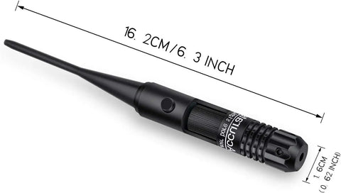 Beast Bore Sight Kit With Red Laser 16 Adapters For 17 To 12 Gauge Calibers, showing 16.2cm length and button switch