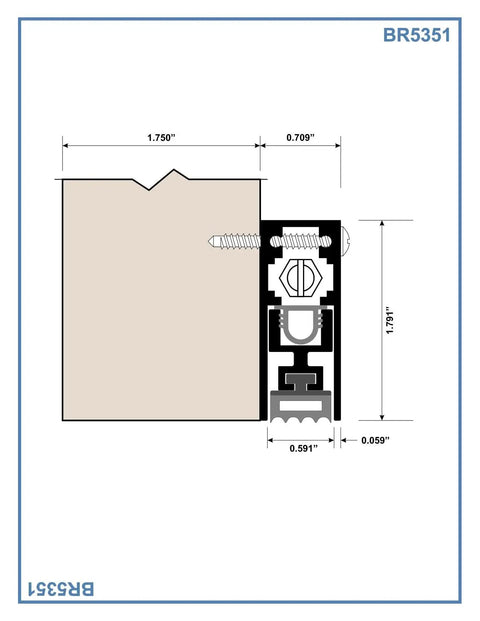 Technical diagram of Door Bottom Seal With Auto Drop Neoprene Gap Filler For Soundproofing And Draft Blocking, Heavy Duty Surface Mounted 36 Inch