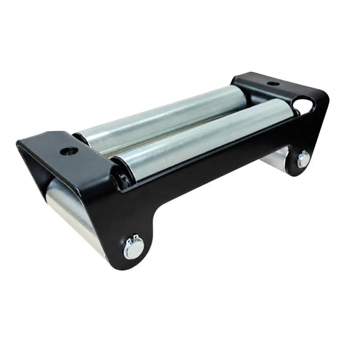 10 Inch 4 Way Roller Fairlead Heavy Duty Winch Cable Guide For Wire Rope 8000 To 17500 Lb Winches Rugged Tough As Nails Universal Fit For ATV UTV SUV Truck F150 And More Today, black steel with silver rollers