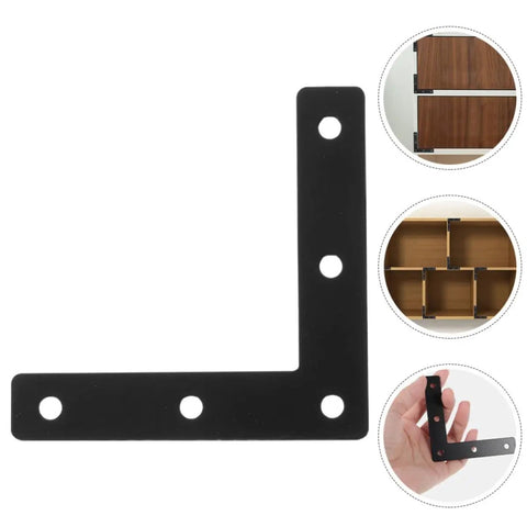 Rock Solid Heavy Duty Black L Shaped Corner Brackets Set For Furniture Support with cold rolled steel, versatile for DIY projects.