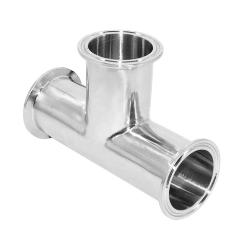 Beduan 1.5-inch tri-clamp tee sanitary fitting, stainless steel 304, 38mm pipe OD, pack of 2