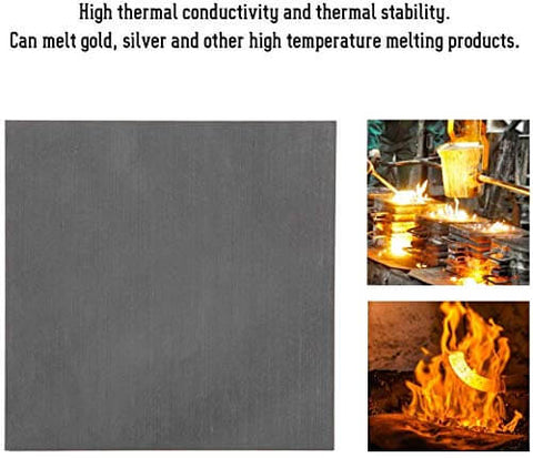 Pro Grade 99.9 Percent Pure Graphite Block Plates For Electrolysis And Molds, 2.8 X 2.4 X 0.12 Inch Size shown with melting metal