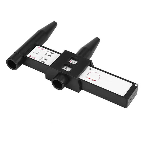 New Pro Gear Sliding Rim Bolt Pattern Measuring Tool With Hella Precise PCD Ruler for 4, 5, 6, and 8 lug wheel fitment check.