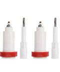 Top Rated Four Millimeter Banana Cross Jack Adapter Providing A Rock Solid Threaded Fit High Voltage Connectors With Hassle Free Plugs For Straight Up Electrical Testing, showing white adapters with red bases.