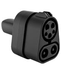 Road Warrior Portable Tesla Charging Gun Adapter No Fuss DC To DC Converter close-up view showing two plug sockets for electric vehicle charging.