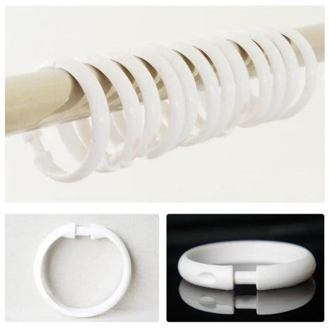 36 Pack Large Plastic Curtain Rings for Shower and Window Curtains with Smooth Glide Hooks, easy install in classic white