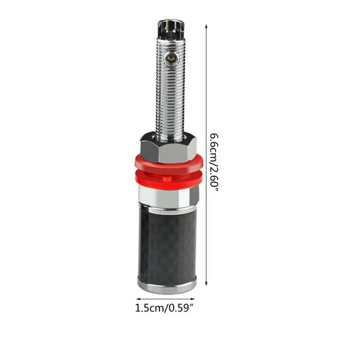 Rhodium Plated HiFi Terminal Blocks 2 Pack Rock Solid Solderless Wiring Posts detailed view with measurements showing size and design.