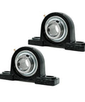 Heavy Duty Pillow Block Bearing Set Of Two With Two And One Quarter Inch Bore Self Aligning Two Bolt Flange R3 Triple Lip Seal UCP21236 Style