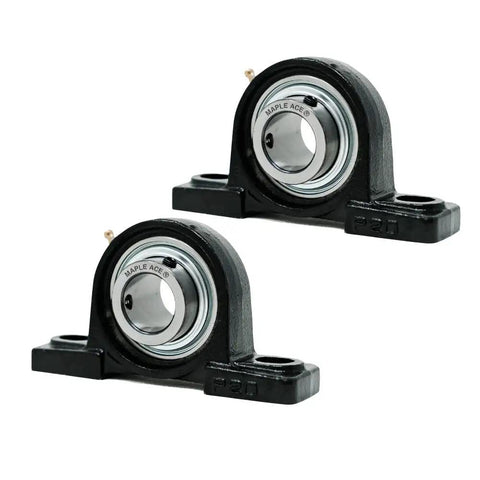Heavy Duty Pillow Block Bearing Set Of Two With Two And One Quarter Inch Bore Self Aligning Two Bolt Flange R3 Triple Lip Seal UCP21236 Style