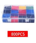 Ultimate Heat Shrink Sleeve Kit With 800 Pieces For Cable Winding And Sheath Restoration, Featuring High Expansion Ratio And Thermal Stability To Cover All Wire Sizes With A Radly Tight Close Fit And Variety Of Colors For Any Project. 800-piece plastic case