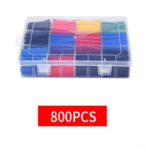 Ultimate Heat Shrink Sleeve Kit With 800 Pieces For Cable Winding And Sheath Restoration, Featuring High Expansion Ratio And Thermal Stability To Cover All Wire Sizes With A Radly Tight Close Fit And Variety Of Colors For Any Project. 800-piece plastic case