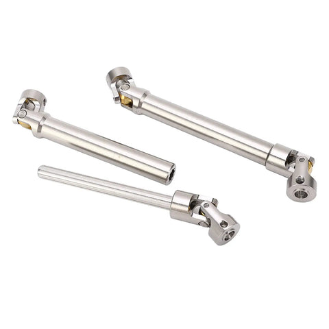 Two Pack Stainless Steel M4 RC Drive Shafts For One Tenth Scale Crawler Upgrades shown on a white background.