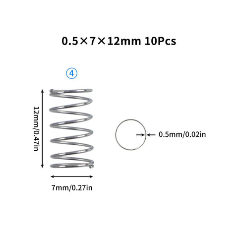 Light Load Compression Spring Kit For Bambu Lab 3D Printers X1 X1C X1E P1P P1S And A1 Mini with 0.5x7x12mm spring dimensions
