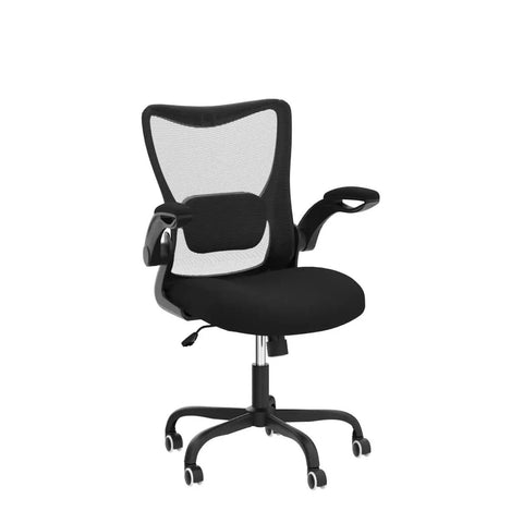 Ergonomic Desk Chair With Adjustable Lumbar Support And Flip Up Armrests, Breathable Mesh Office Chair For Home Office, Black