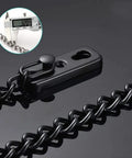 Heavy Duty Door Security Chain And Stainless Steel 304 Safety Latch For Home Front Door Protector, black chain detail with latch.