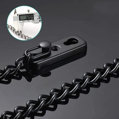 Heavy Duty Door Security Chain And Stainless Steel 304 Safety Latch For Home Front Door Protector, black chain detail with latch.
