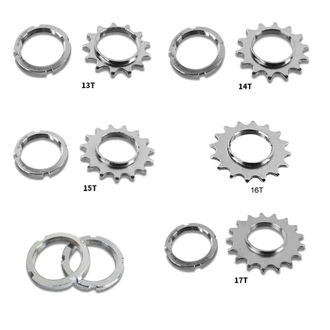 Five Size Set Freewheel Sprockets 13T 14T 15T 16T 17T For Single Speed Fixed Gear Bike With Free Lock Ring Low Noise Steel