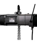 Built Tough 2 Ton Electric Hoist With 20 Foot Lift And Real 3 Phase 460V Power motor and chain visible from front view.