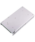 Built Tough 12 Volt 29 Amp 348 Watt Industrial Power Supply With Universal 90 To 264 VAC Input For LED Displays And Telecom Systems Plus Heavy Duty Automation Workhorse For Real World Jobs, silver metal casing.