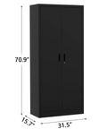 71 Inch Heavy Duty Lockable Metal Storage Cabinet With Two Doors And Four Adjustable Shelves For Garage Workshop Pantry Or Office Steel Utility Cabinet In Black With Adjustable Feet