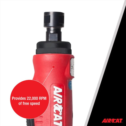 Badass Pneumatic Straight Die Grinder Half Hp Air Motor 22000 Rpm Speed Demon with black chuck and red composite body.