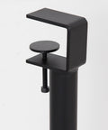 Close-up of heavy duty adjustable table leg with black F shaped clamp base for easy setup, no drilling hassle.