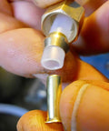 Fifty Pack 1/4 Inch Brass Compression Fittings For 4mm Tubing Inserts Sleeves And Bracket Joint Kit For Air Water And Gas Lines Durable Corrosion Resistant Reusable Ferrule Connectors For DIY Plumbing, brass ferrule and sleeve shown with 4mm tube