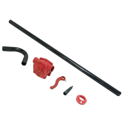 No Gimmicks Real Deal Heavy Duty Manual Rotary Hand Pump Made For Diesel Gasoline And Kerosene Shifts Smoothly Yanks Fluids Quick From Heavy Steel Drums parts laid out.