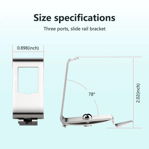 One Port Metal DIN Rail Mounting Module For Snap In Keystone Jacks Attaches To Standard 35 Millimeter DIN Rail With No Tools Easy Install Durable Steel Construction For Reliable Networking size specifications and side view