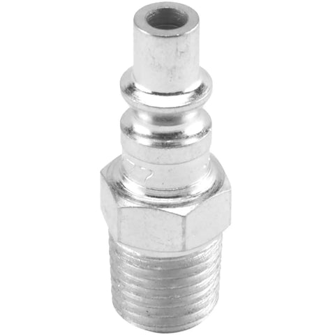 A Style 1/4 Inch MNPT Air Plug Silver 10 Count Pack For Quick Connect Systems Milton Compatible With A Style Couplers And Many Industrial Fittings Easy Fit With 1/4 Basic Flow Size. Silver 1/4 inch MNPT air plug with hex base for quick-connect systems.