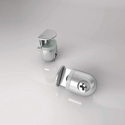 Heavy Duty Glass Shelf Pins With Nonslip Rubber Tops Premium Zinc Bracket Supports for cupboards, showing silver color and design.