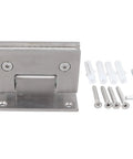 Stainless Steel Double Opening Shower Door Hinges 90-Degree Hardware Brushed Finish with screws and installation tools