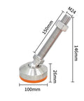 Rock Solid 304 Stainless Steel Adjustable Leveling Feet With 360 Degree Swivel And Thick Yellow Rubber Pads For Heavy Duty Workbenches Machinery And Cabinets Keeps Things Square Without The Wobble Four Pack For Quick Level Install, M24 size, 150mm height.
