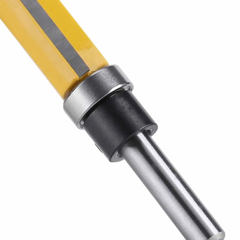 Close-up of Flush Trim Router Bit Set Pro Grade One Half Inch Cutting Diameter Carbide Tipped for precise edge finishing