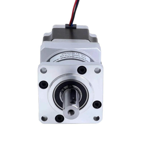 Front view of Beefy Torque Nema 23 Bipolar Stepper Motor With 5 To 1 Planetary Gearbox MG Series showcasing built-in shaft coupling.