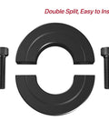 Double Split Shaft Collar Clamp On 1 Inch Bore, Carbon Steel With Black Oxide Coating, 2 Piece Set Screw Locking Collar, Easy Install, 1.75 Inch Outside Diameter, 0.5 Inch Height, Includes 2 Pieces, black split collar with set screws