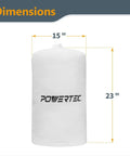 Heavy Duty Dust Collector Bag 15 X 23 Inch, 1 Micron Filter For Fine Dust, Fits Delta JET Grizzly Shop Fox Harbor Freight And Powertec DC 1080 DC 1081, white bag with dimensions marked