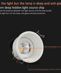 saditesdk 3.3 Inch Led Recessed Lighting with 55mm deep light source, showcasing anti-glare design and narrow frame.