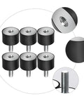 Six Pack Black Rubber Engine Mount Mats With Damping Elements For Superior Vibration Isolation And Stable Support On Machinery, Fitness Equipment, And DIY Projects, six-piece set