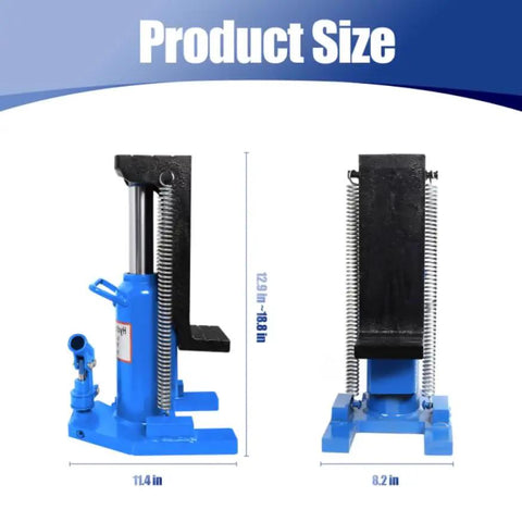 Heavy Duty Alloy Steel Hydraulic Toe Jack With Dual Point 20 Ton Top Lift And 10 Ton Edge Catch dimensions 11.4 in x 12.9 in to 18 in.
