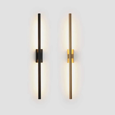 Gold Finish 39 Inch LED Wall Sconce Sleek Dope Slim Linear Light For Living Room Bedroom Hallway Foyer Corridor 14W 980 Lumens 3000K Surface Mounted Easy Install Ambient Glow, showcasing gold and black options.