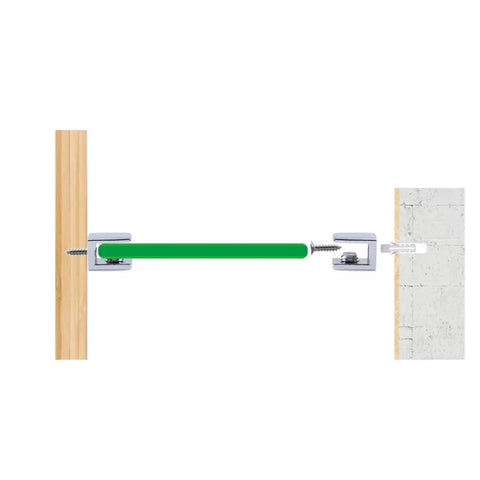 Image showing installation of Set Of 24 Glass Brackets Heavy Duty Zinc Alloy Clips For Shelves And Stair Rails with flat back mount on wood and concrete surfaces.