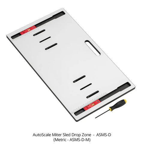 Job Ready AutoScale Miter Sled With Drop Zone Table Saw Crosscut Guide Phenolic Base for precise cutting and easy setup.