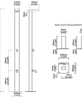 Marine Grade 316 Stainless Outdoor Shower Panel That Will Not Rust Built For Pools Backyards Beach Houses And Resorts Hot And Cold Water Connections Wall Mount Or Freestanding Installations UPC Registered dimensions diagram