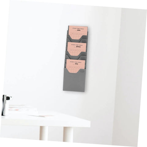 3 Piece Heavy Duty Info Card Storage Rack Doubles As Clock Card Organizer And Time Sheet Holder With Smooth Surface Desktop File Sorter For Offices And Warehouses Straight Up Built To Last on white wall with study time tables inside.