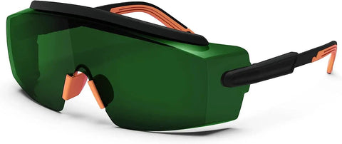Straight Up Laser Safety Glasses With Bigtime Anti Fog Filter For IPL Hair Removal And Welding OD4 Shield, green lenses and wrap-around design.