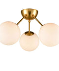 A Retro Chic Mid Century Modern Globe Sputnik Ceiling Light Fixture 3 Light White Opal Glass With Brass Gold Finish Semi Flush Mount