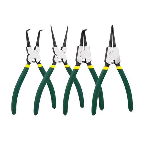 7 Inch Snap Ring Pliers Set For Internal And External Circlips With Straight And Bent Jaws 4 Piece Pro Grade Heavy Duty