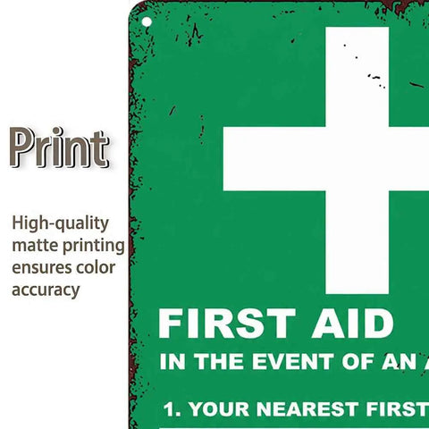 Durable Aluminum First Aid Location Sign 12 By 8 Inches With Ultra Readable Crisp Printing That Withstands Rust And Wear