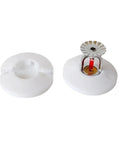 Ace Concealed Fire Sprinkler Cover Plates With Flush Mount Drywall Ceiling Decorative Head Enclosure Shell For A Slick New Smoke Detection Setup In A 5 Piece Bundle, showing two white plates with a silver sprinkler.